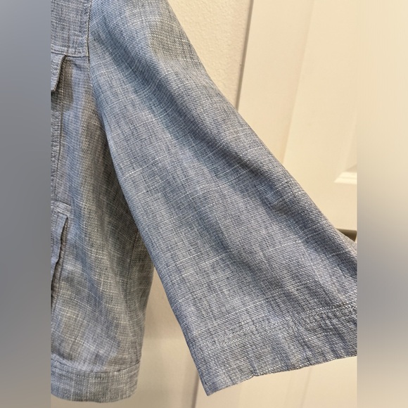 Jean jacket style Loft linen and cotton jacket with wide 3/4 sleeves. Size XL. - Picture 3 of 7